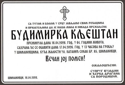 16. април 2026. година - опело Кљештан